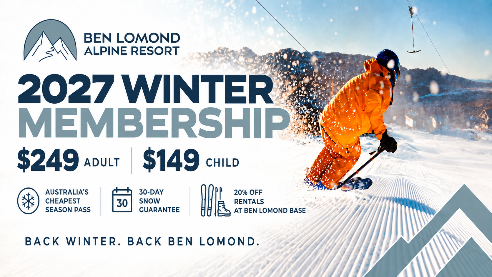 Ben Lomond Alpine Resort 2027 Winter Membership season pass Tasmania